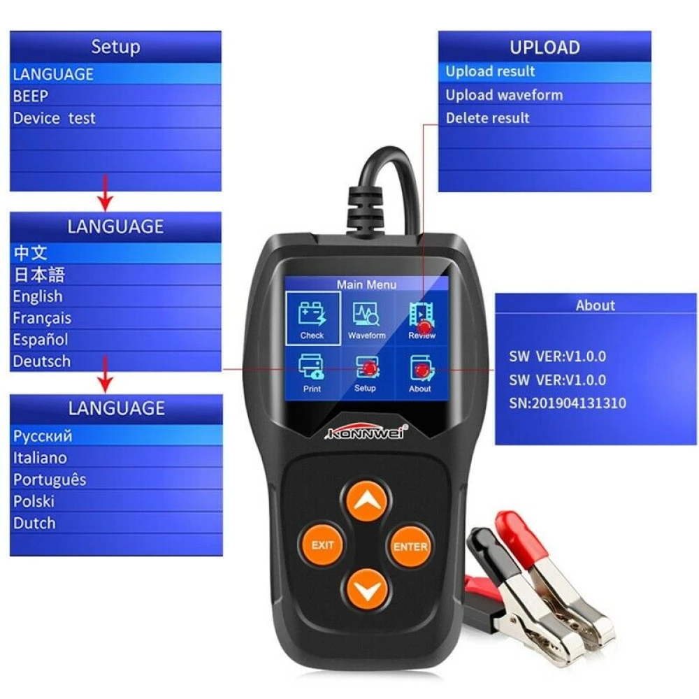 Konnwei KW600 12V Batterietester für Auto und Motorrad