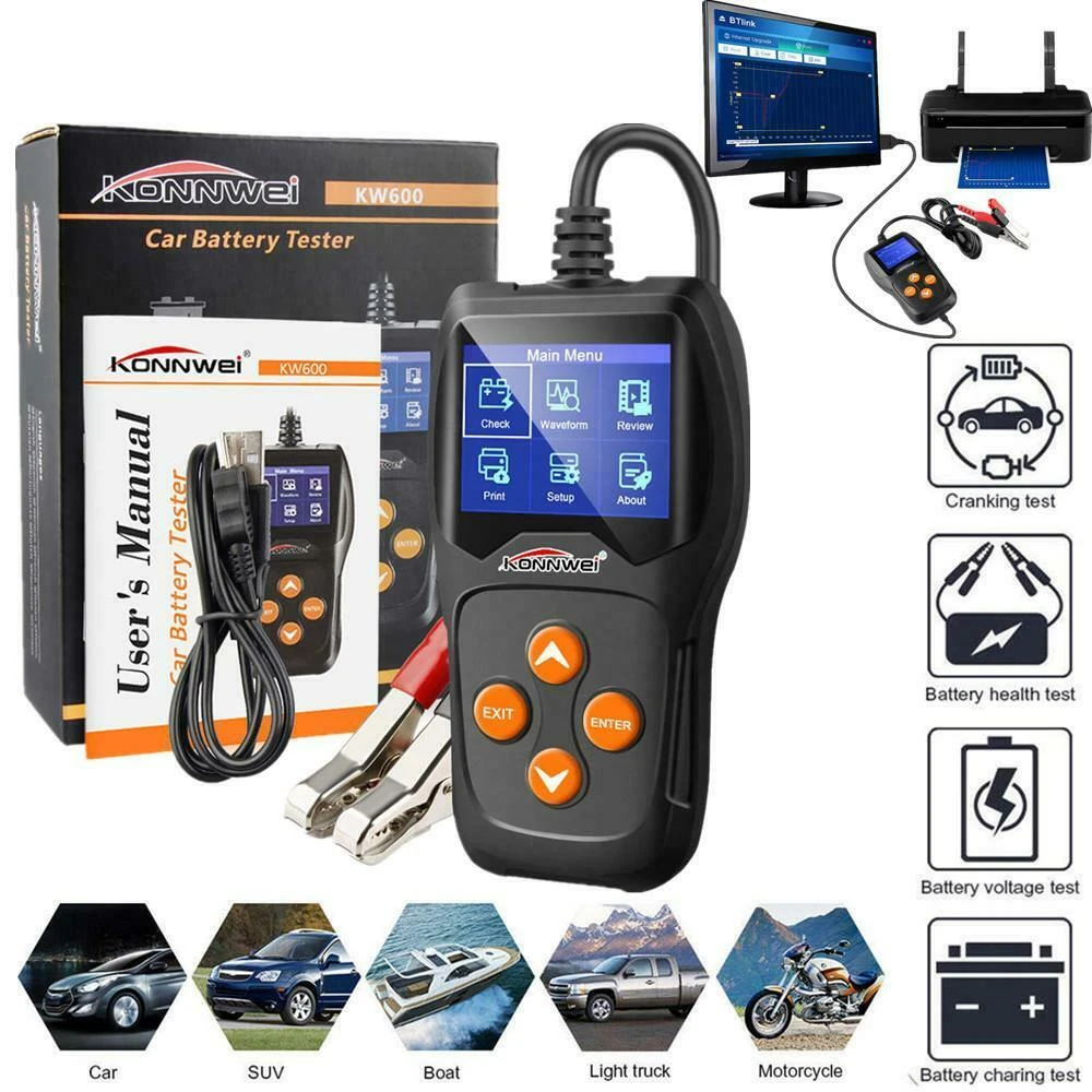 Konnwei KW600 12V Batterietester für Auto und Motorrad