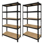 2er-Set schwarze Metallregale 180x90x40 cm mit 5 Böden und einfacher Montage