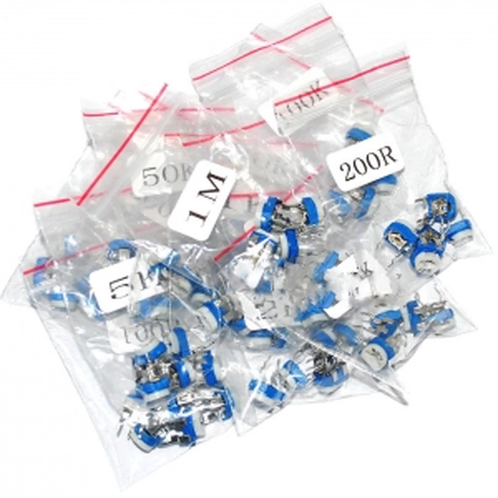 Pack mit 65 linearen DIP-Potentiometern, 13 verschiedene Werte