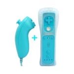 Wii Remote Controller-Set mit integriertem Wiimotionplus + Nunchuck kompatibel für Wii Blau