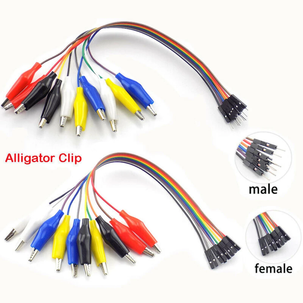 Krokodilklemmen Clip 10Pin Stecker Buchse Jumper Wire Test Lead Kabel 20cm