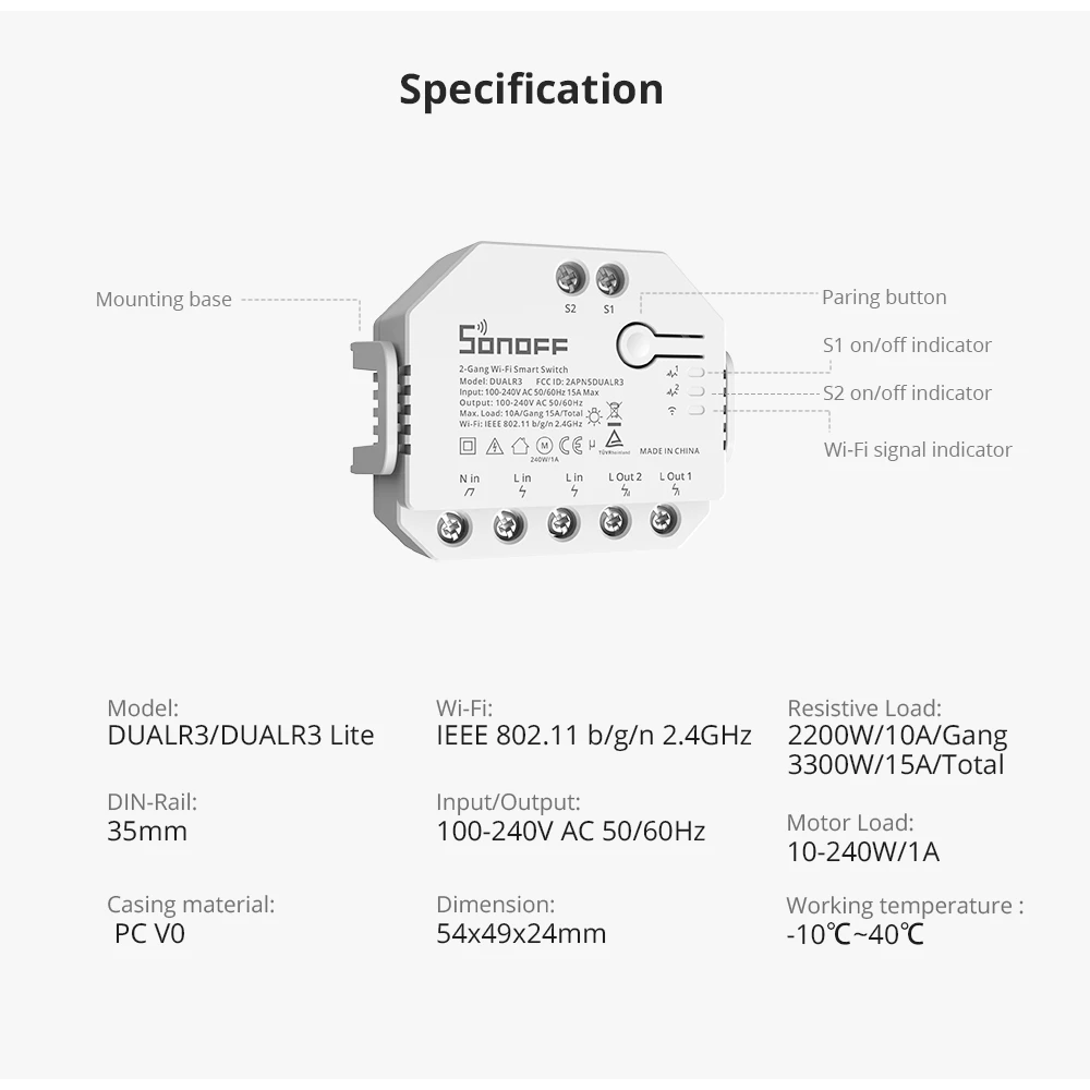 SONOFF DUAL R3 Smart-Relais mit Leistungsmessung