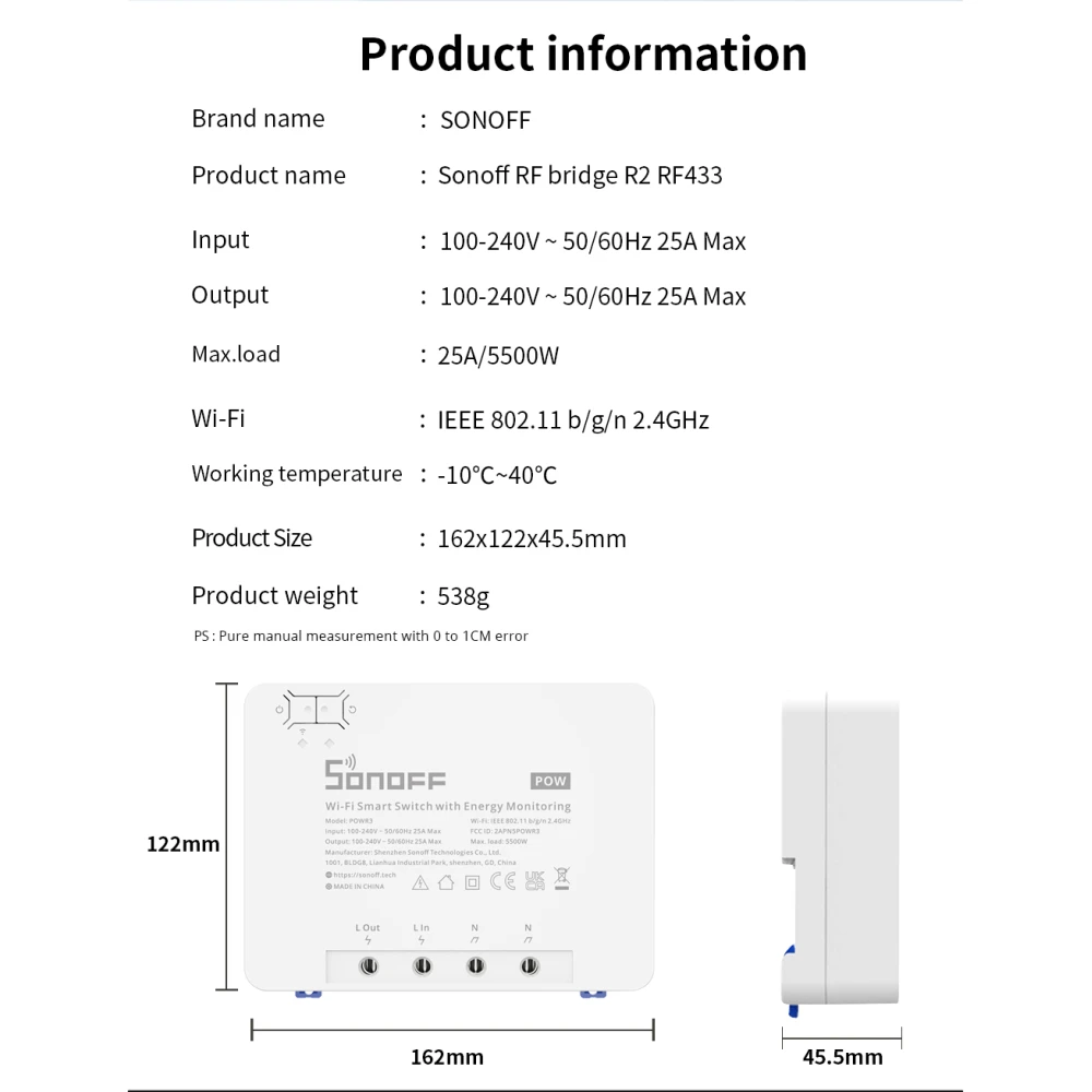 SONOFF Pow R3 - Smart WiFi-Schalter mit Energiemonitoring