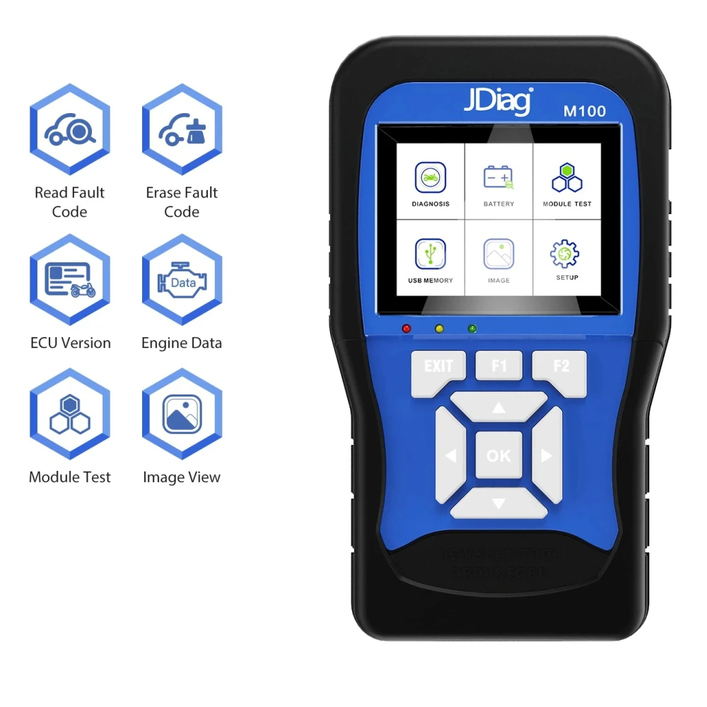 Motorrad-Diagnosetester Jdiag M100 - Codierung, TPS, ABS & Diebstahlschutz