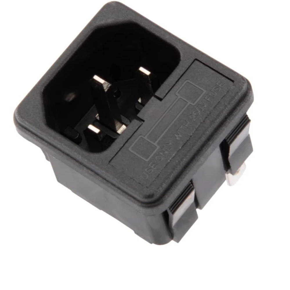 AC-02 Netzanschlussbuchse Schuko mit Sicherungshalter und 3 Steckanschlüssen