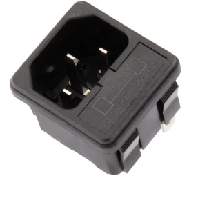 AC-02 Netzanschlussbuchse Schuko mit Sicherungshalter und 3 Steckanschlüssen