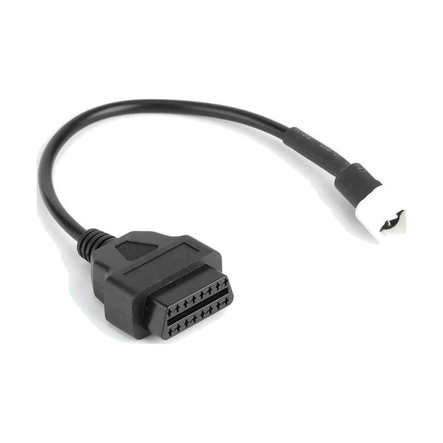 Adapterkabel für Yamaha-Motorräder mit weißem 3-Pin-Stecker und schwarzer 16-poliger OBD2-Buchse