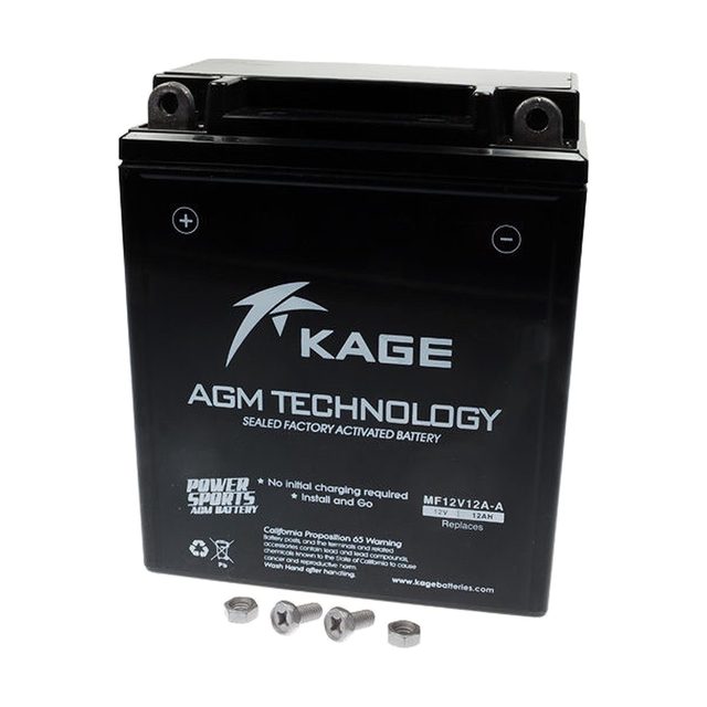 Motorradbatterie 12N12A-4A-1 von vorn mit beiden Batteriepolen